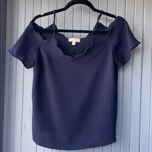 Scalloped off the shoulder tee